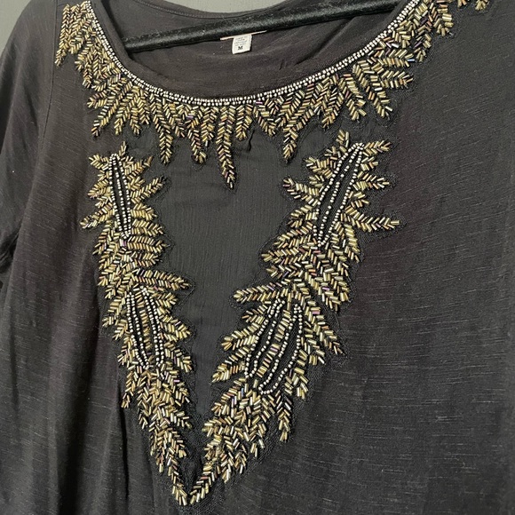 Urban Outfitters Ecote Black Beaded Top - Size Medium - Picture 5 of 5